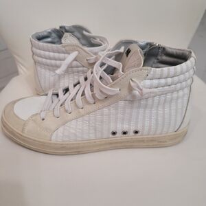 P448 Women's White and Cream High-Top Sneakers